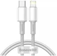 Кабель для быстрой зарядки телефона USB Type C (m) - Айфон Lightning (m) 2м Baseus High Density Braided Fast Charging белый