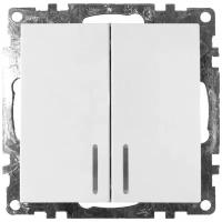 Выключатель электрический 2-клавишный c индикатором (механизм), серия Катрин, GLS10-7102-01, белый арт. 39301
