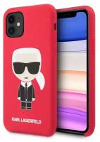 Чехол Karl Lagerfeld Liquid silicone Iconic Karl для iPhone 11, красный
