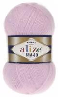 Пряжа Alize Angora Real 40, 40 % шерсть, 60 % акрил, 100 г, 430 м, 1 шт., 185 светло-розовый