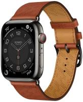 Умные часы Apple Watch Hermès Series 8 GPS + Cellular 45 мм Space Black Stainless Steel Case with H Diagonal Single Tour, black/Cuivre