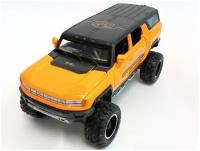 Машинка Hummer EV 1:24 металлическая, свет, звук, цвет оранжевый/черный