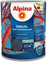 Грунт-эмаль по ржавчине Alpina, быстросохнущая, 0,75 л, RAL 9005, черная