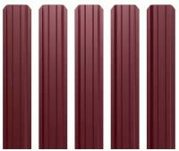 Штакетник металлический (евроштакетник) П-образный на забор (двусторонний цвет RAL 3005/3005 Красное Вино, высота 0.5м, ширина планки 85мм) - 10 шт