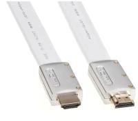 Кабель HDMI 19M/M ver 2.0, 1M, Aopen/Qust серебряно-белый Flat