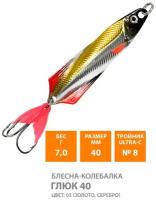 Блесна колебалка AQUA глюк 40mm 7g. Рыболовная приманка колеблющаяся для спиннинга, троллинга на щуку, судака, окуня цвет 05