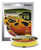 Шнур Benkei Trout PE 100m, желтый fluo #0,4 (0,104mm), 3,1kg