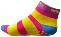 Носки для батутов и для йоги XL с нескользящей прорезиненной подошвой желто-розово-голубые 2 шт в упаковке
