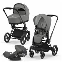 Коляска 3 в 1 Cybex PRIAM IV Soho Grey шасси Matt Black