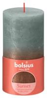 Свеча Bolsius Rustic Sunset 130 x 68 мм green eucalyptus/copper 6.8 см 60 часов цилиндрическая 1 шт. 13 см