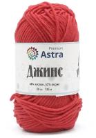 Пряжа для вязания Astra Premium 'Джинс' (Jeans), 50г, 135м (48% хлопок, 52% акрил) (150 красный), 4 мотка