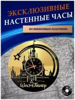 Часы настенные из Виниловых пластинок - Дисней (золотая подложка)