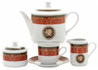 Чайный сервиз Сабина Версаче красный На 6 персон 15 предметов