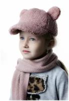 Детская шапка-кепка из овечьей шерсти / Стильная кепка для девочки Carolon