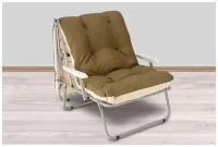 Раскладушка кресло - кровать с подлокотниками, матрас 10 см(набивка поролоновая крошка), зафиксирован к каркасу с помощью пружин, размер 70Х 196см