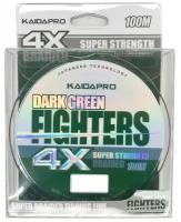 Шнур плетеный Kaida Pro Dark Green Fighters 4x толщина 0,12 мм тест 9.24 кг 100 м цвет Зеленый