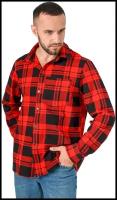 Мужская рубашка Стиль Красный размер 46 Кулирка Оптима трикотаж с отложным воротником застежкой на пуговицы рукав длинный нагрудный карман