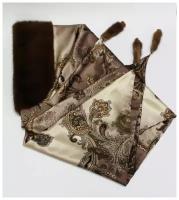 Платок женский шелковый с меховой отделкой 