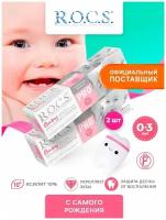 Детская зубная паста ROCS Baby без фтора от кариеса для чистки зубов для малышей рокс 0+ 2 шт по 45 гр