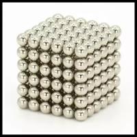 Неокуб, антистресс магнитный, антистресс неокуб, магнитный куб, серебристый, 216 шариков