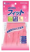 Перчатки хозяйственные каучуковые ST Family, средней толщины, с внутренним покрытием, розовый. Размер L, Япония