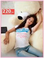Большой плюшевый медведь 220 см белого цвета / Мягкий медведь большой игрушка белоснежный 220 см / Подарок для ребенка, любимой, на день рождения