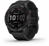 Умные часы Garmin Fenix 7 Sapphire Solar титановый черный DLC с черным ремешком черный