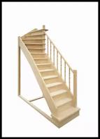 Деревянная межэтажная лестница ЛЕС-215 (поворот 90 градусов)
