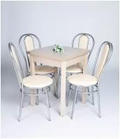 Обеденная группа с 4 стульями, стол 60х120 Шимо, стулья Венский хром