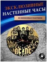 Часы настенные из Виниловых пластинок - AC DC (золотая подложка)