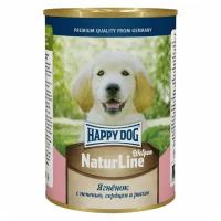 Влажный корм для щенков Happy Dog NaturLine, ягненок, печень, сердце, с рисом 20 шт. х 410 г