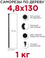 Саморезы по дереву Профикреп 4,8 x 130 мм, 1 кг