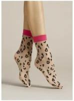 Женские капроновые фантазийные носки с леопардовым принтом Fiore 1075/g amalia 20 den, размер uni, цвет Телесный