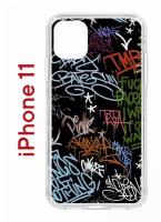 Чехол для iPhone 11 Kruche Print Граффити,противоударный силиконовый бампер с рисунком,пластиковая накладка с защитой камеры