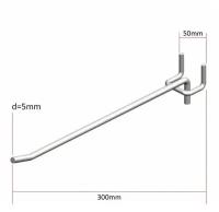 Крючок одинарный для ДСП перфорации шаг 50мм d=5мм L=300мм цинк