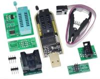 Комплект программатора EEPROM для BIOS на CH341A 24 25 c зажимом, преобразователем для 1.8V и адаптером для микросхем (У)