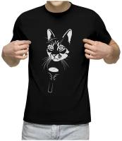 Мужская футболка «Кот с фонариком, Horror cat.»