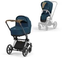 Универсальная коляска Cybex Priam IV 2 в 1, mountain blue/chrome brown, цвет шасси: серебристый