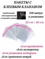 Бопп пакеты с клеевым клапаном 32 см х 45 см, пакеты прозрачные с клеевым слоем, пакеты с клеевым клапаном для хранения вещей