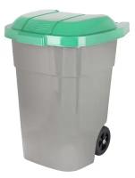 Бак для мусора 65л, на колесах, серо-зеленый /М4663/