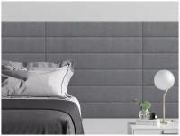 Мягкое изголовье кровати Alcantara Gray 15х90 см 4 шт