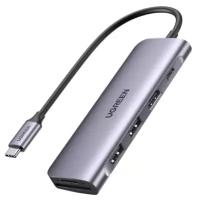 USB-Хаб UGREEN CM195 (70410) USB-C to 3 Ports USB3.0-A Hub + HDMI + TF/SD. Цвет: серый космос