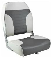 Кресло складное мягкое ECONOMY с высокой спинкой, цвет серый/темно-серый для лодки / катера