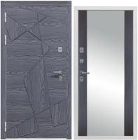 Дверь входная металлическая DIVA 97/3 Зеркало 2050x960 Левая Дуб Графит - Д15 Венге, тепло-шумоизоляция, антикоррозийная защита для квартиры