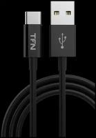 Дата-кабель TFN USB - Type-C, мягкая TPE оплетка, длина 1 м., черный