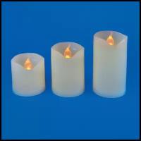Фигура светодиодная свеча, на батарейках, в составе набора из 3 штук, 1 светодиод, теплый белый свет