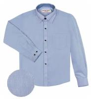 Голубая школьная рубашка в полоску 29912-ПМ21 30/116