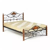 Кровать CANZONA дерево гевея/металл, 120*200 см (middle bed), красный дуб/черный