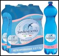 Минеральная вода San Benedetto негазированная, ПЭТ, без вкуса, 6 шт. по 1.5 л