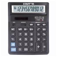 Калькулятор настольный STAFF STF-777, 12 разрядов, двойное питание, 210x165 мм, черный